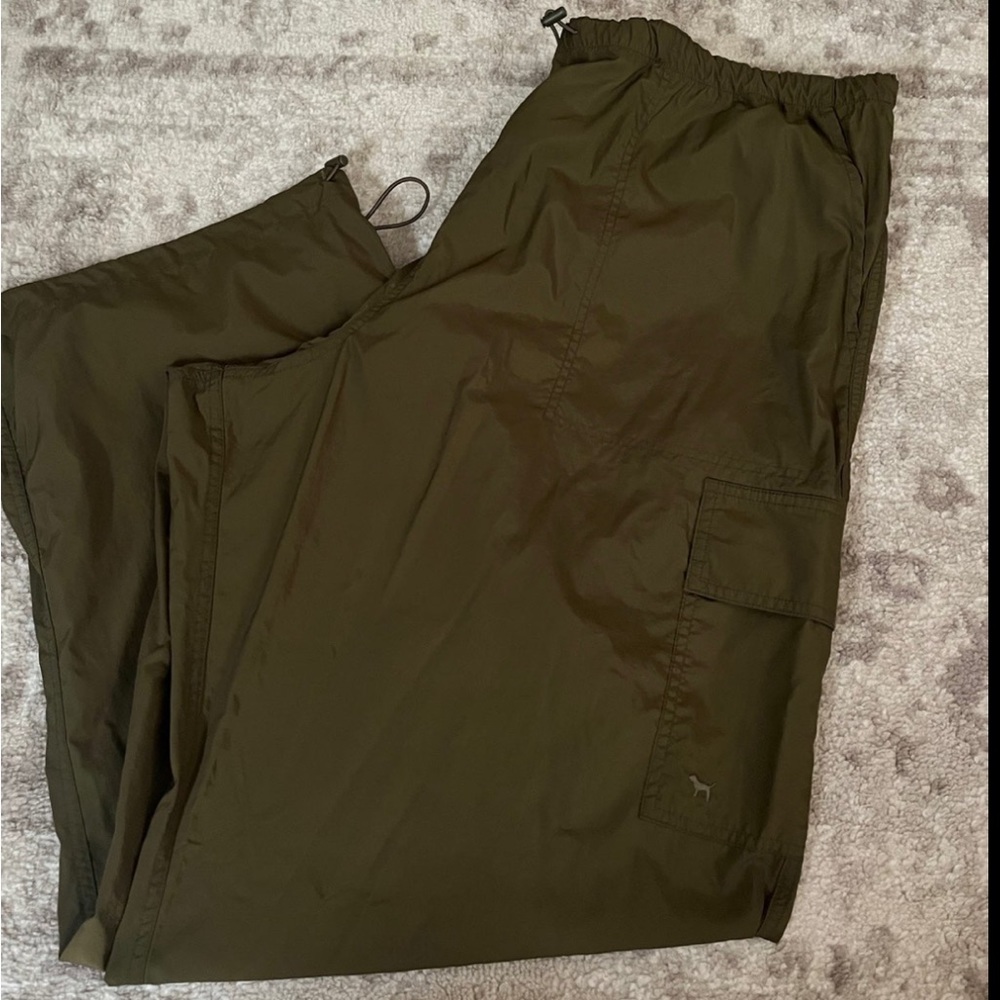 Like brand new PINK Olive Green parachute pants